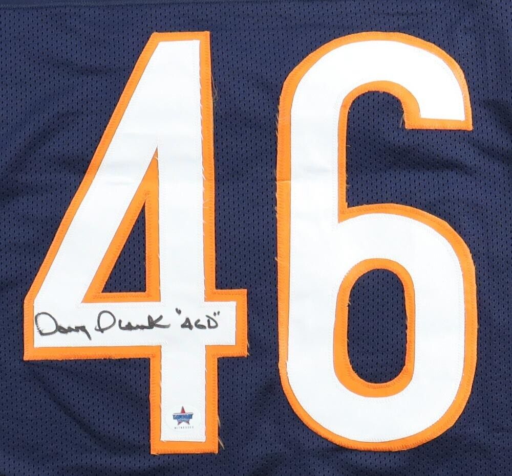 DOUG PLANK Signed Chicago Bears White Panel Football 46 Defense