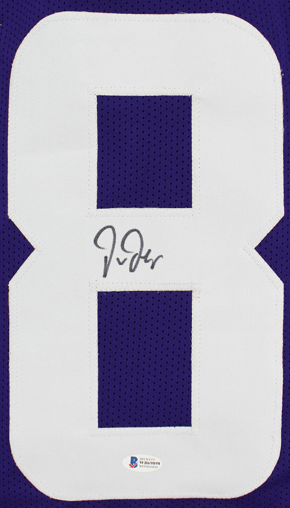 Press Pass Collectibles Justin Jefferson Signed Purple Pro Style Jersey Autographed BAS Witnessed