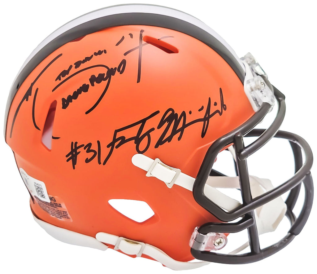 Hanford Dixon & Frank Minnifield Signed Browns Mini Helmet (JSA)