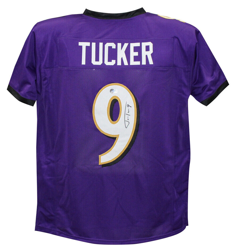 Justin Tucker Autographed Pro Style Purple￼ Football Jersey (Beckett)