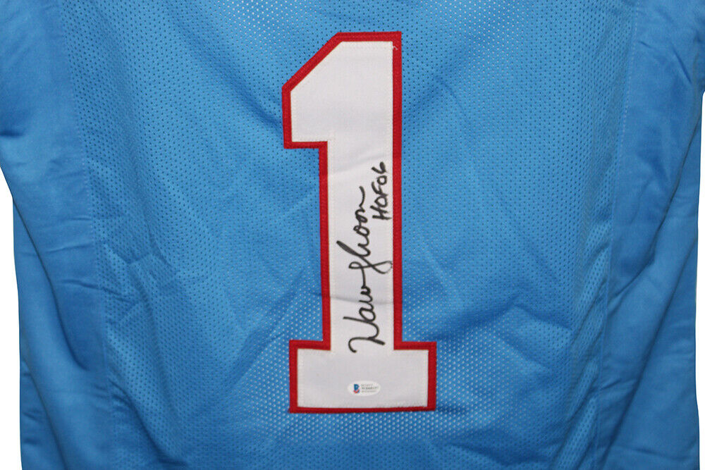 Warren Moon Autographed Blue Pro Style Jersey w/ HOF - Beckett W Auth – The  Jersey Source