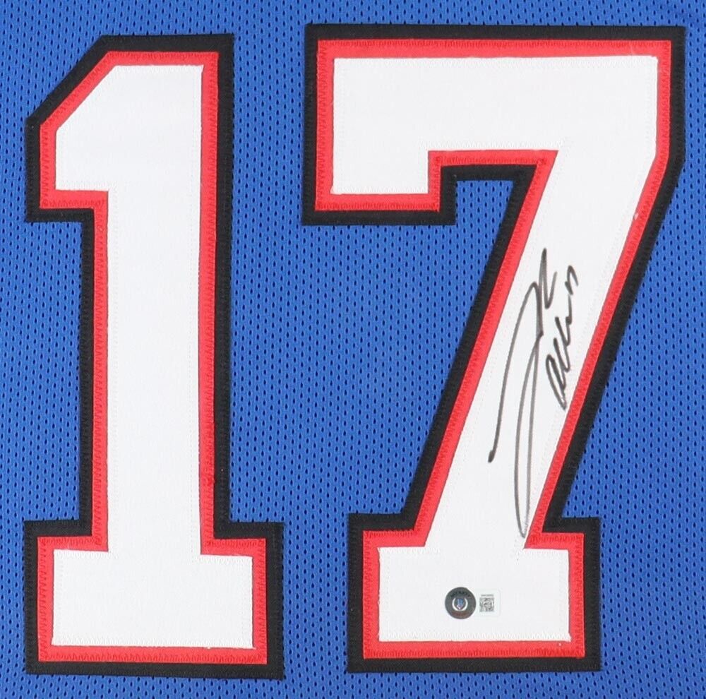 Josh Allen Signed 35x43 Custom Framed Buffalo Bills RED Jersey Display  Beckett'