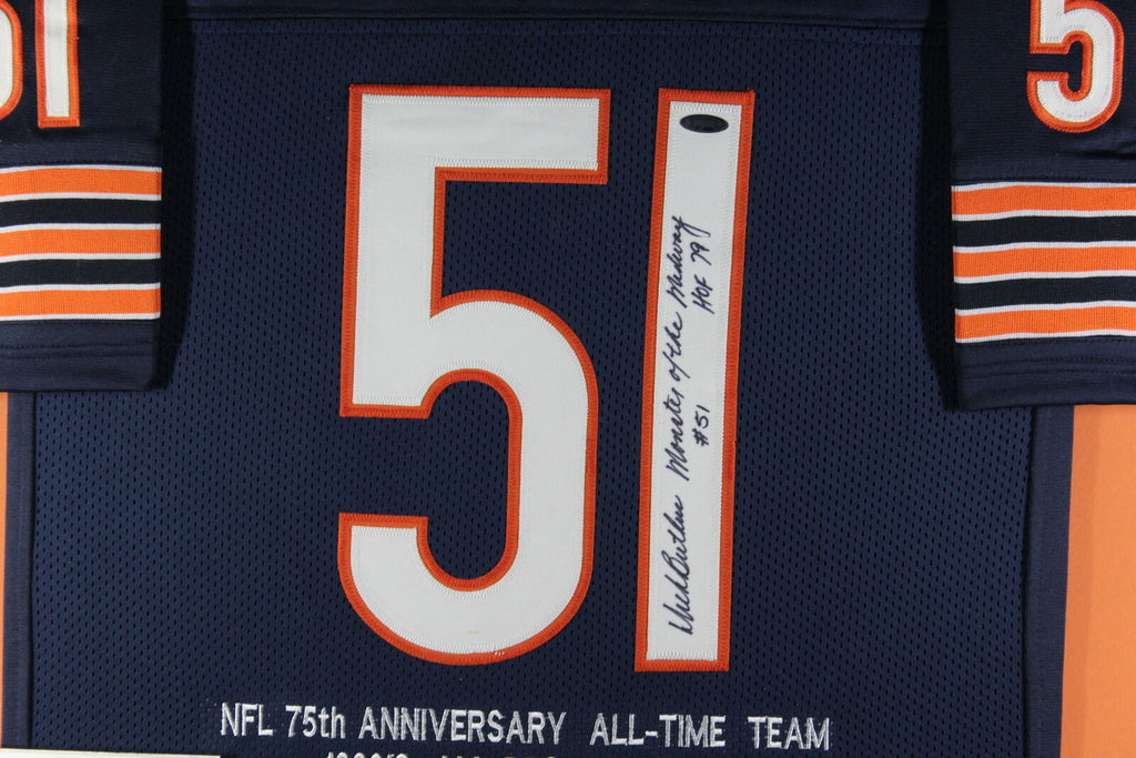 Dick Butkus Autographed/Signed Pro Style Framed Blue XL Jersey TRI 401 –  Super Sports Center