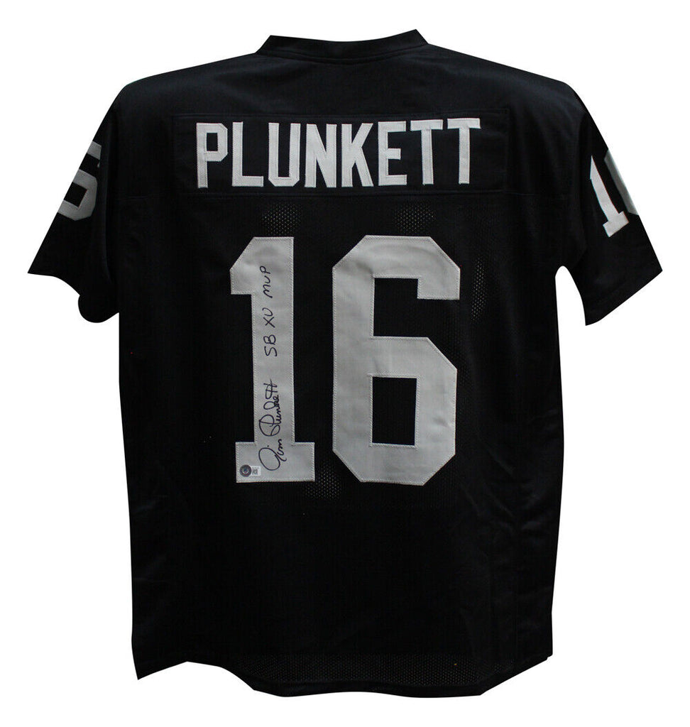 Denver Autographs Jim Plunkett Autographed/Signed Pro Style Black XL Jersey SB MVP Beckett 39324