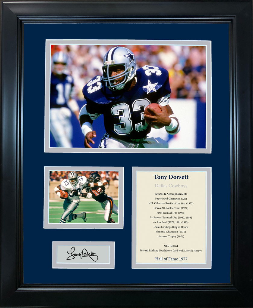 Tony Dorsett Autographed and Framed White Cowboys Jersey Auto Beckett COA