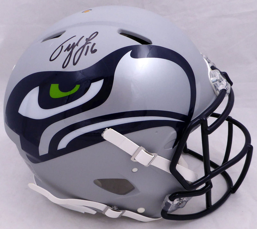 Shop Tyler Lockett Autographed Seattle Seahawks Eclipse Black Full Size  Speed Replica Helmet