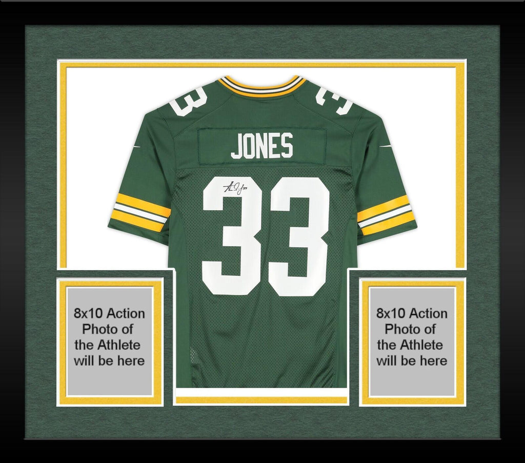 Framed Aaron Jones Green Bay Packers Autographed Green Nike Limited Jersey