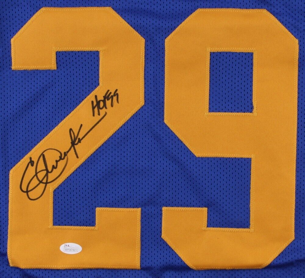 Eric Dickerson Signed Rams Career Highlight Stat Jersey Inscribed HOF 99  (JSA)