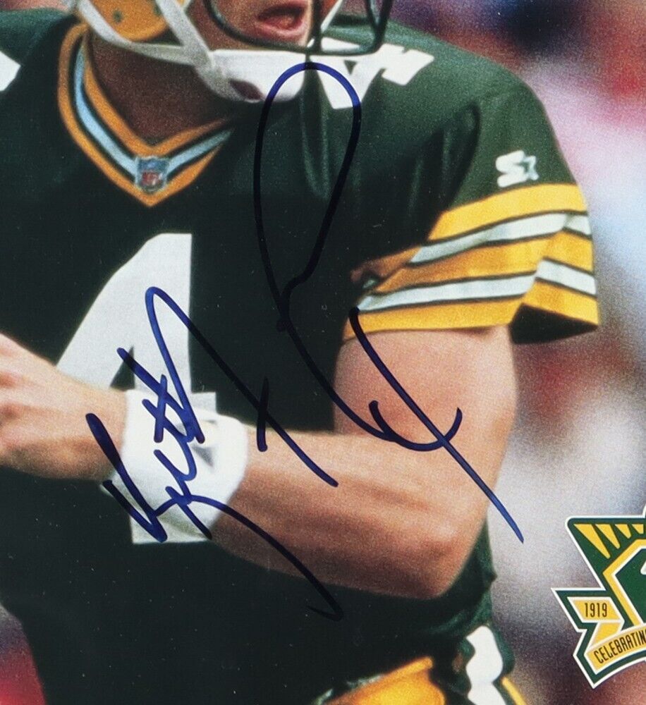 Brett Favre Autographed and Framed Green Packers Pro Style Jersey