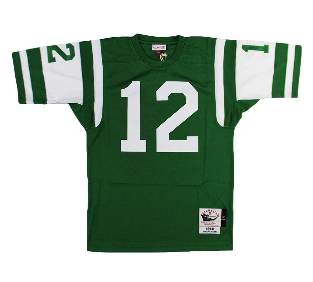 Joe Namath Signed New York Jets LED Framed Mitchell & Ness Authentic Green  NFL Jersey