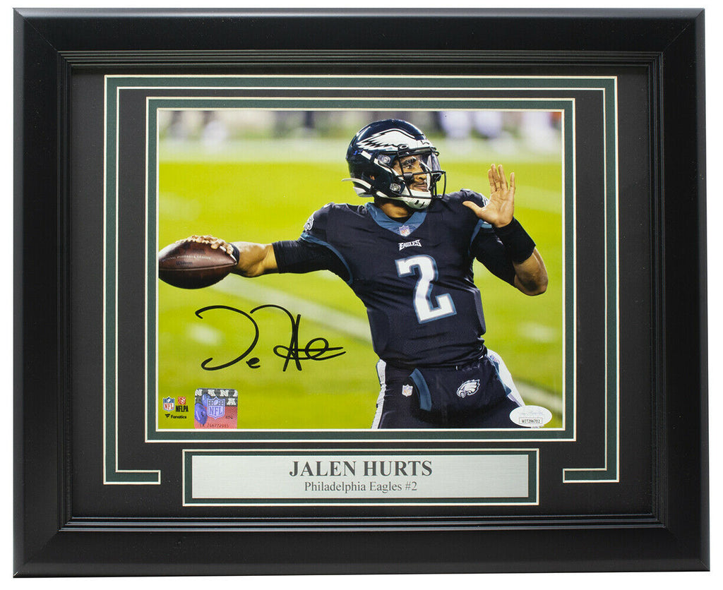 Jalen Hurts autograph signed Eagles 8x10 photo black good framed JSA