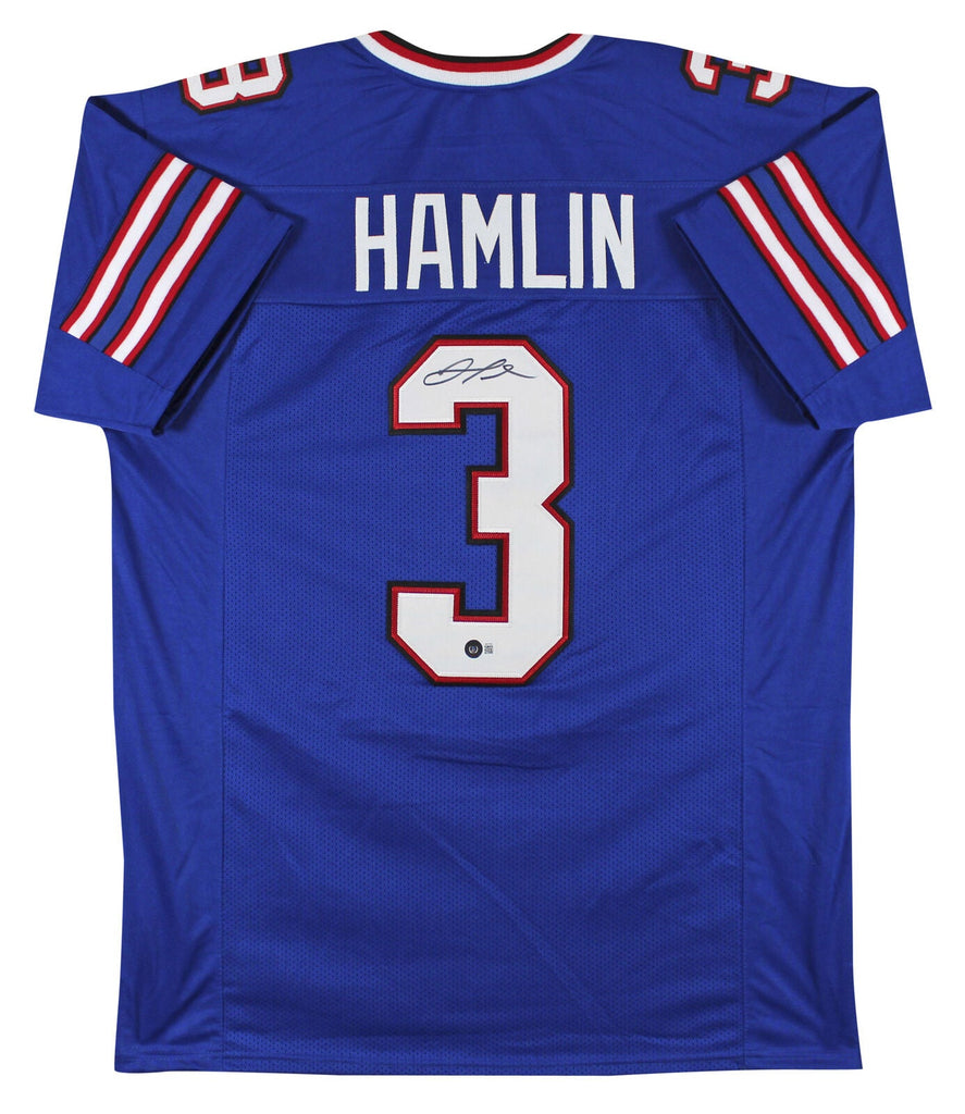 Autographed/Signed Damar Hamlin Buffalo White Football Jersey Beckett –  Super Sports Center