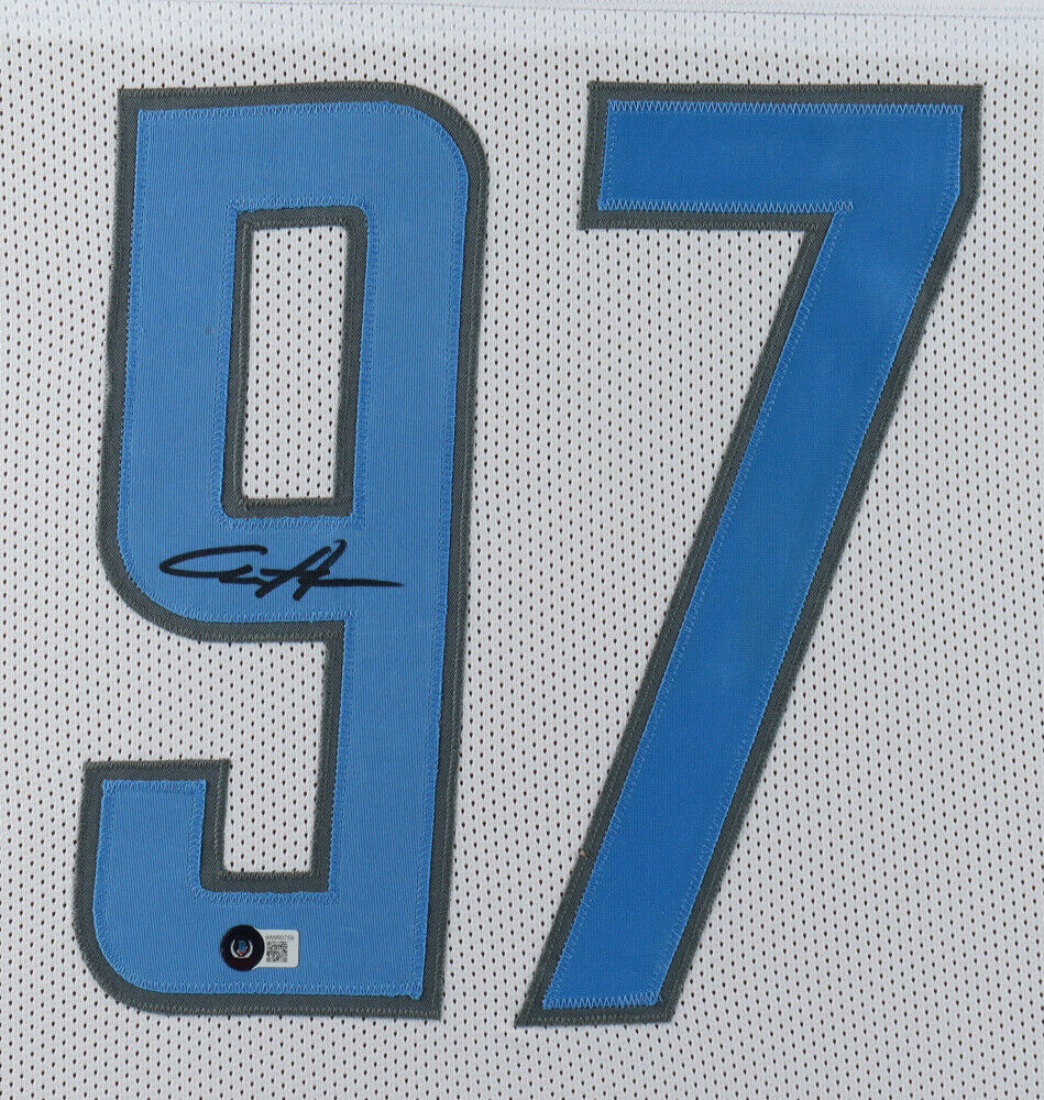 Aidan Hutchinson Signed 35x43 Framed Detroit Lion Jersey (Beckett) #2 Pick  2022