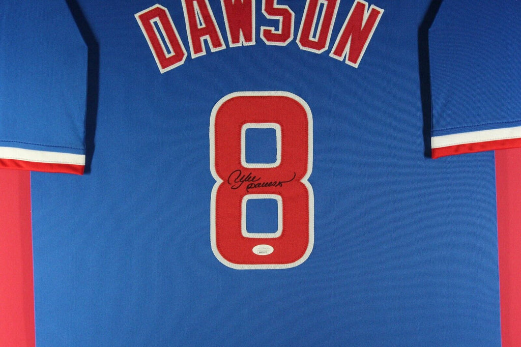Andre Dawson Signed Chicago Blue Custom Double-Suede Framed