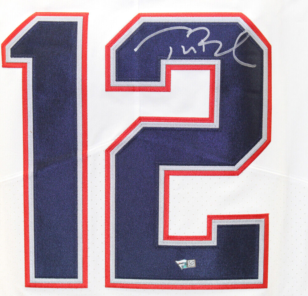 Tom Brady Signed Patriots Red Nike Throwback Jersey Framed SB MVP