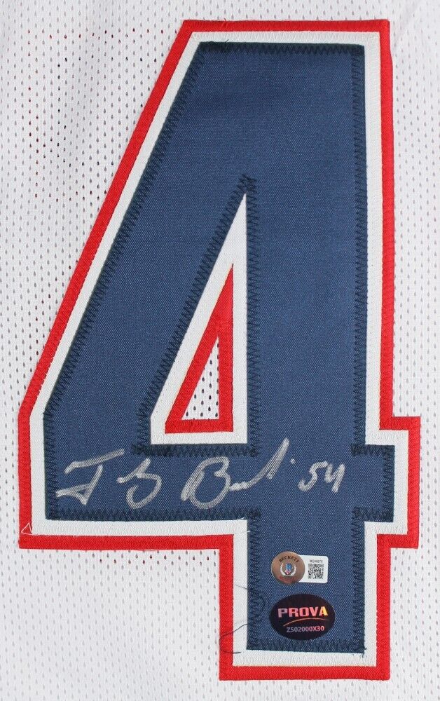 Tedy Bruschi Autographed/Signed Pro Style White XL Jersey Beckett – Denver  Autographs