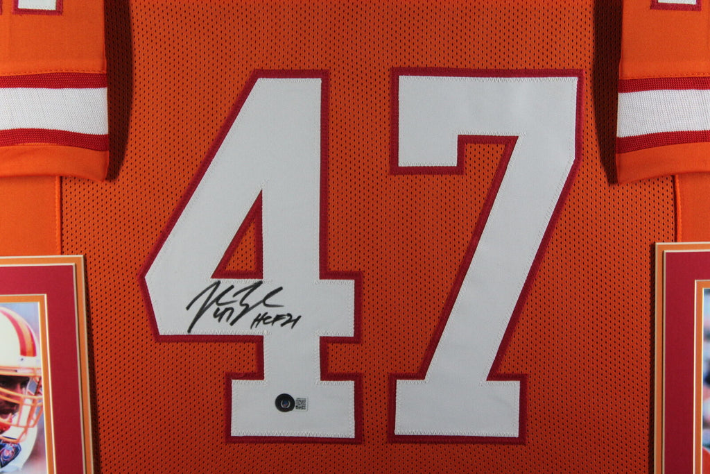 Press Pass Collectibles John Lynch Authentic Signed Orange Throwback Pro Style Jersey BAS Witnessed