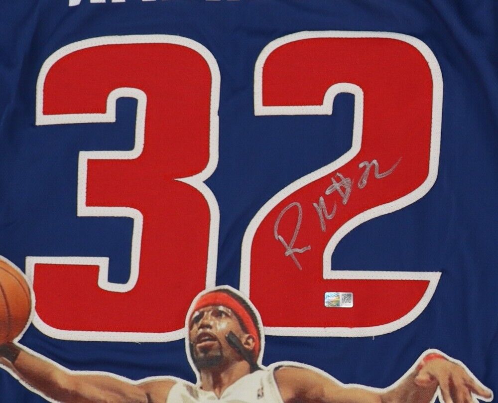 Richard Rip Hamilton Detroit Pistons Signed Blue Jersey Autographed Steiner
