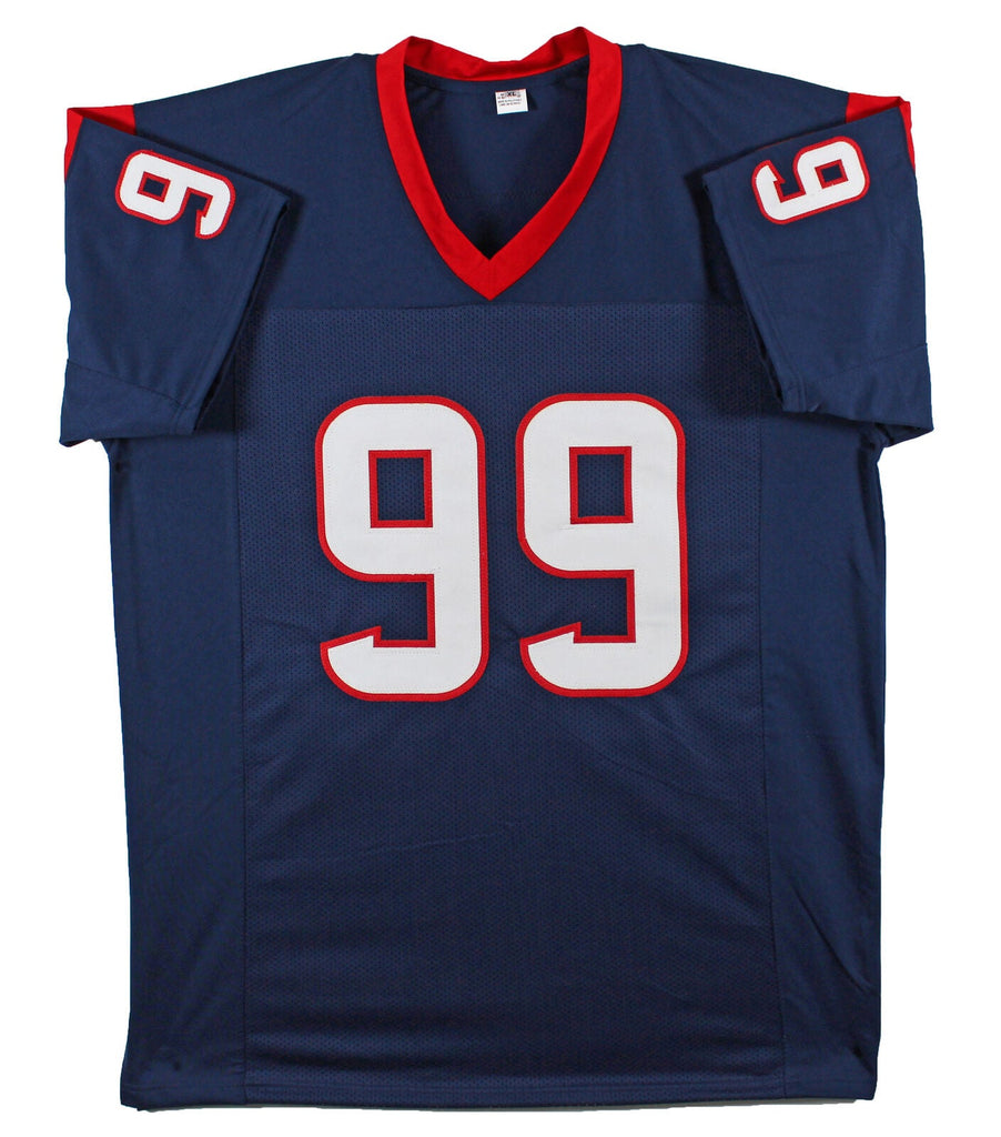 Press Pass Collectibles J.J. Watt Authentic Signed Navy Blue Pro Style Jersey Autographed BAS Witnessed