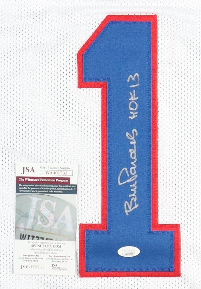  New York Giants Autographed Superbowl Champions Custom Blue  Football Jersey - JSA : Sports & Outdoors