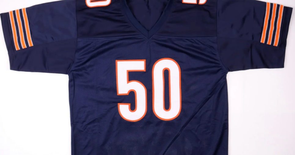 Friendly Confines Mike Singletary Signed Chicago Bears Career Stat Highlight Jersey Beckett HOF 98