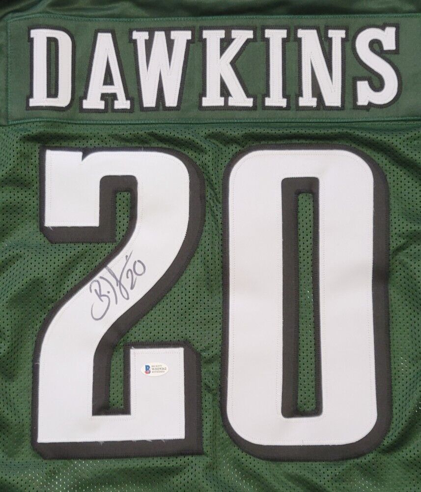 Brian Dawkins Authentic Signed White Pro Style Framed Jersey BAS