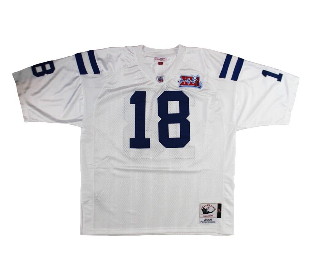 Peyton Manning Indianapolis Colts Autographed Mitchell & Ness 2006 Super  Bowl Patch White Authentic Jersey