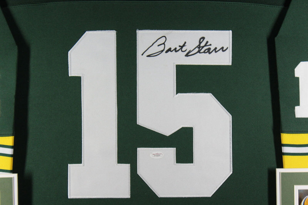 Bart Starr Autographed/Signed Pro Style Framed Green Jersey JSA 40125 –  Super Sports Center