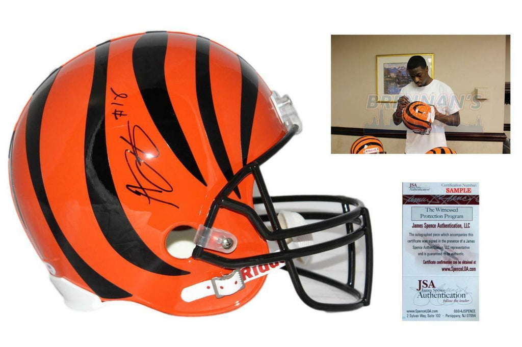 Aj green signed store helmet