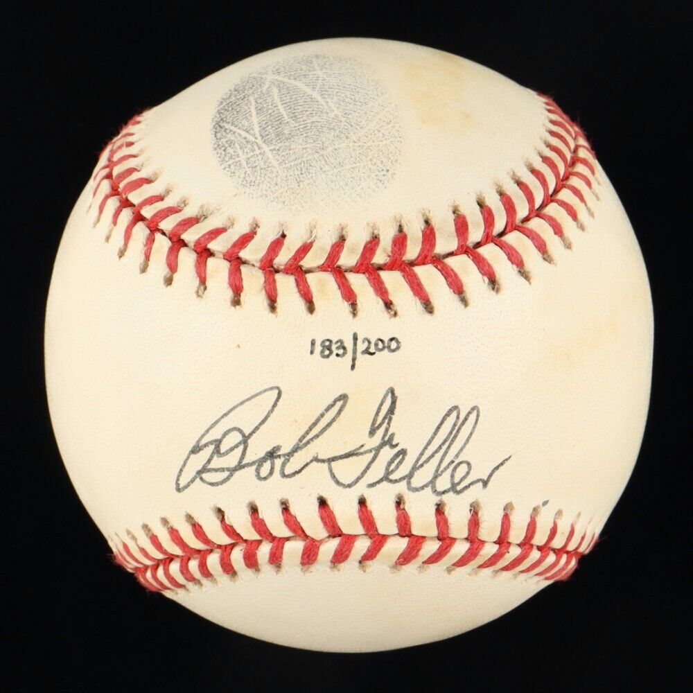 Indians Bob Feller Signed Thumbprint Baseball LE #'d/200 w