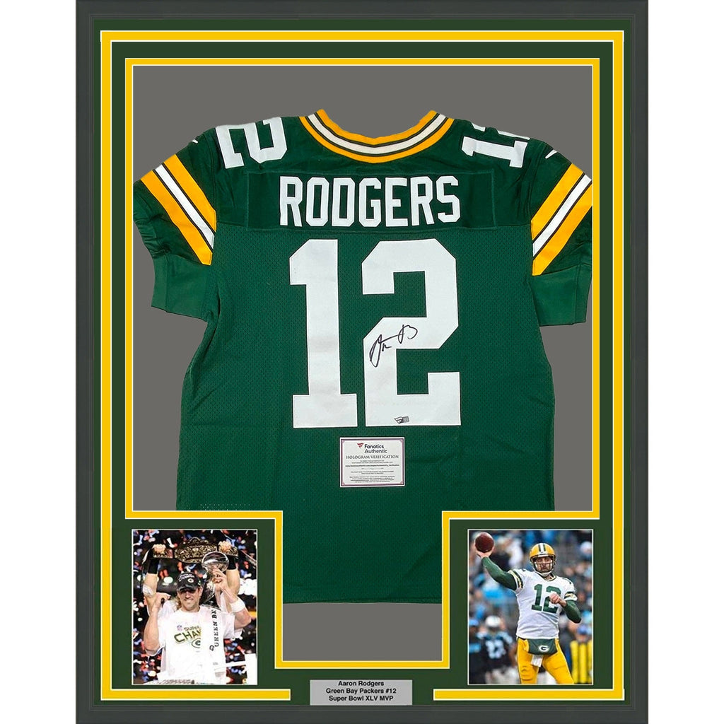 Aaron rodgers autographed jersey framed hotsell