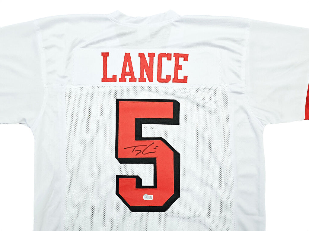 SAN FRANCISCO 49ERS TREY LANCE AUTOGRAPHED WHITE JERSEY BECKETT