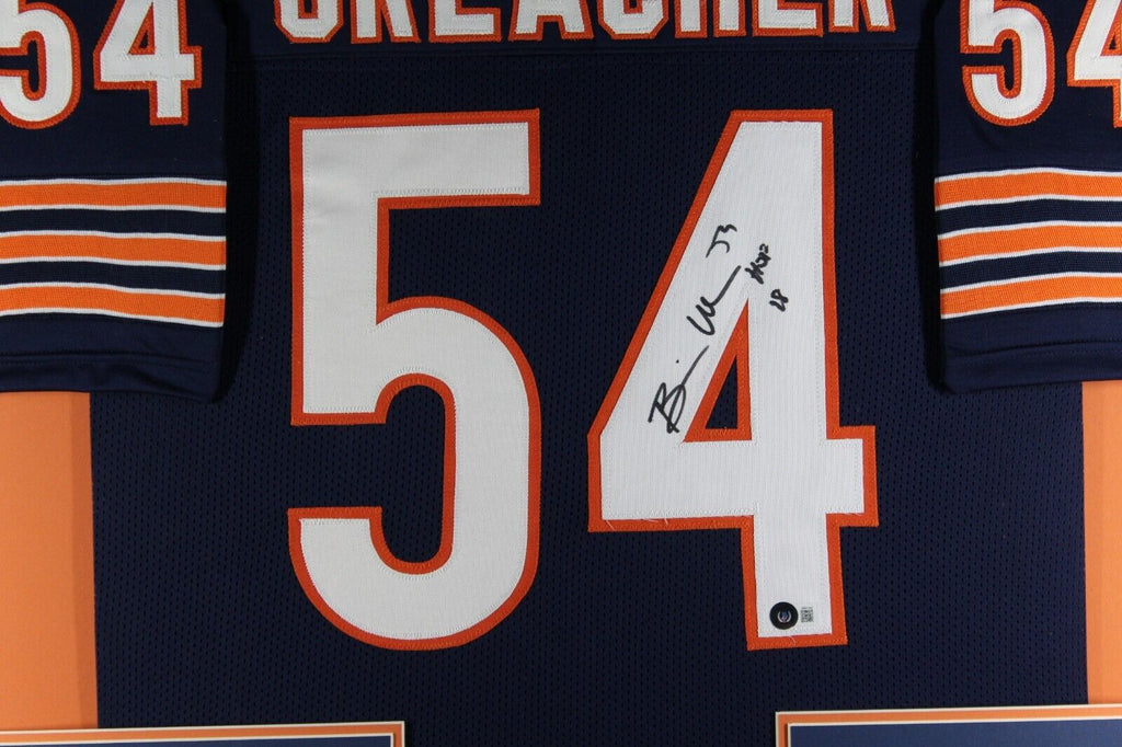 Framed Autographed/Signed Brian Urlacher HOF 18 Chicago Blue Jersey BAS COA