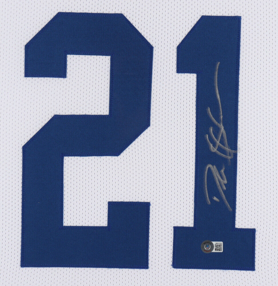 DALLAS COWBOYS DEION SANDERS AUTOGRAPHED FRAMED BLUE JERSEY BECKETT BA –  Super Sports Center