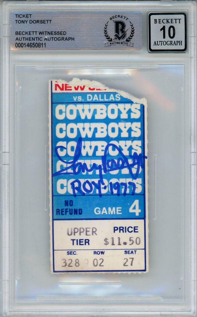 Tony Dorsett Autographed 11/6/1977 vs Giants Ticket Stub Beckett 10 Sl –  Super Sports Center