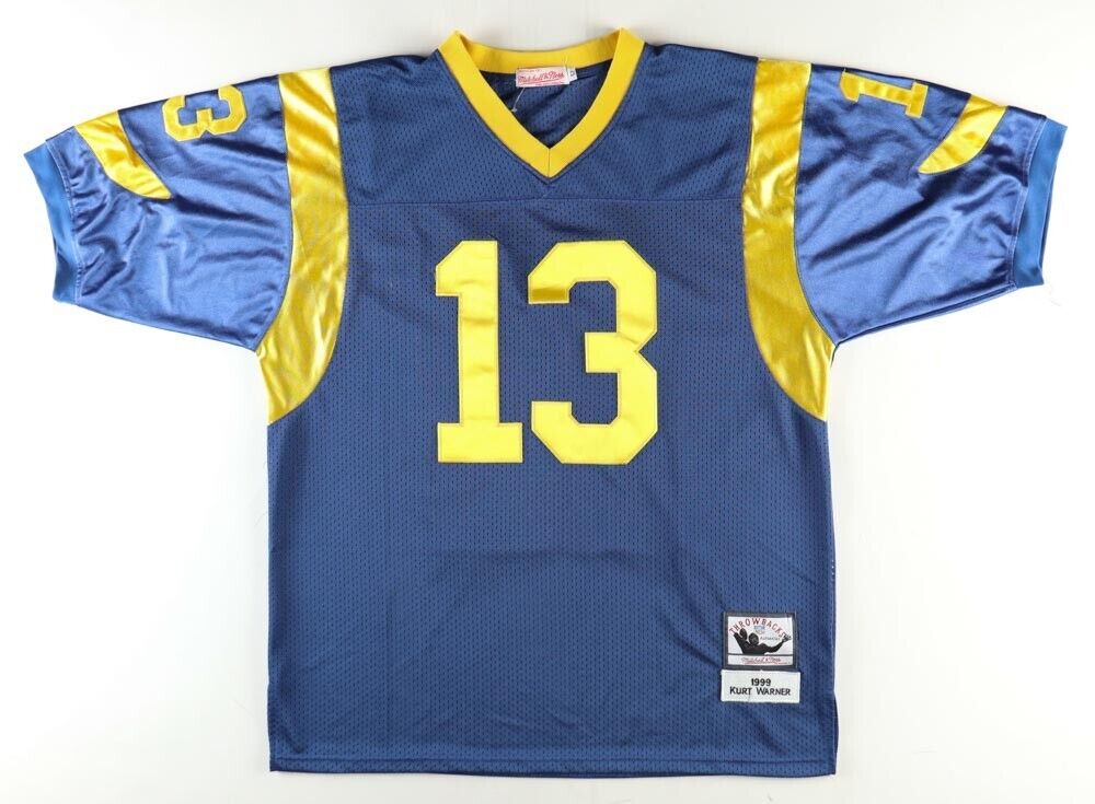 Kurt Warner St. Louis Rams Autographed Blue Mitchell & Ness