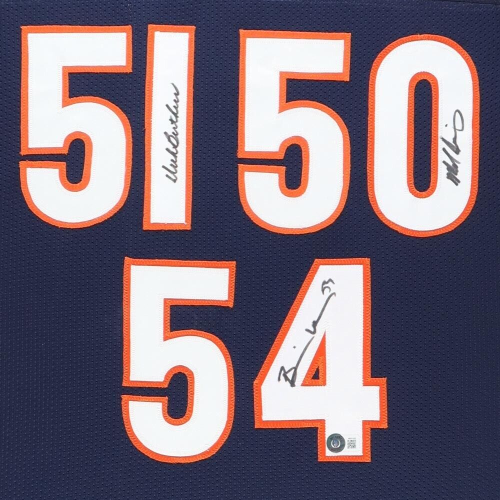 Butkus, Urlacher, Singletary Signed Monsters of the Midway Chicago Bears  Jersey