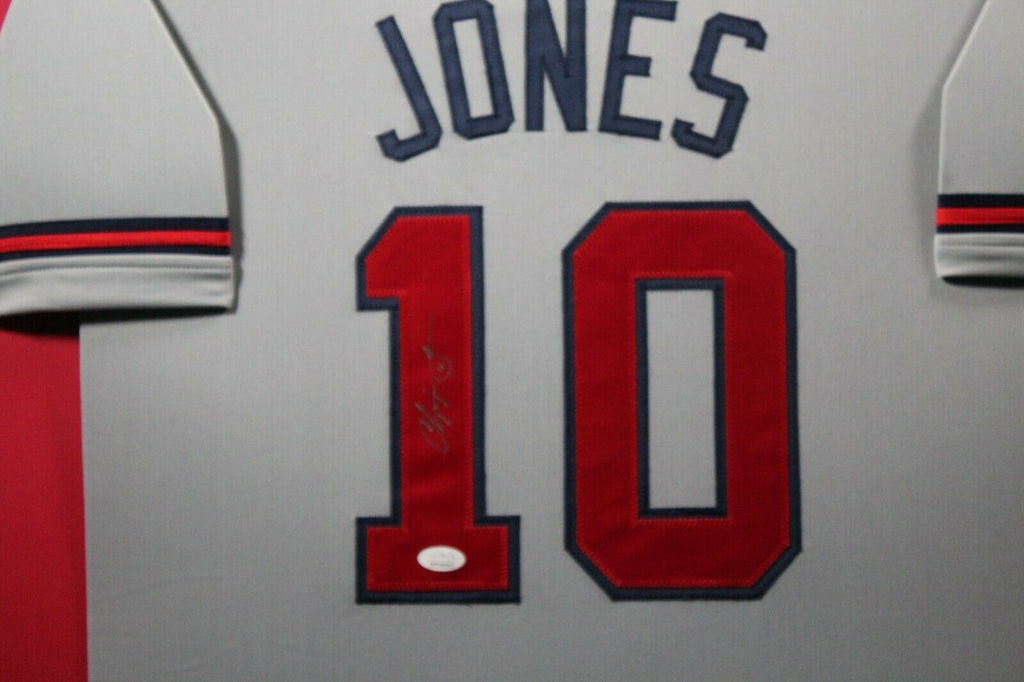 Chipper Jones Autographed & Framed White Atlanta Jersey Auto JSA COA at  's Sports Collectibles Store