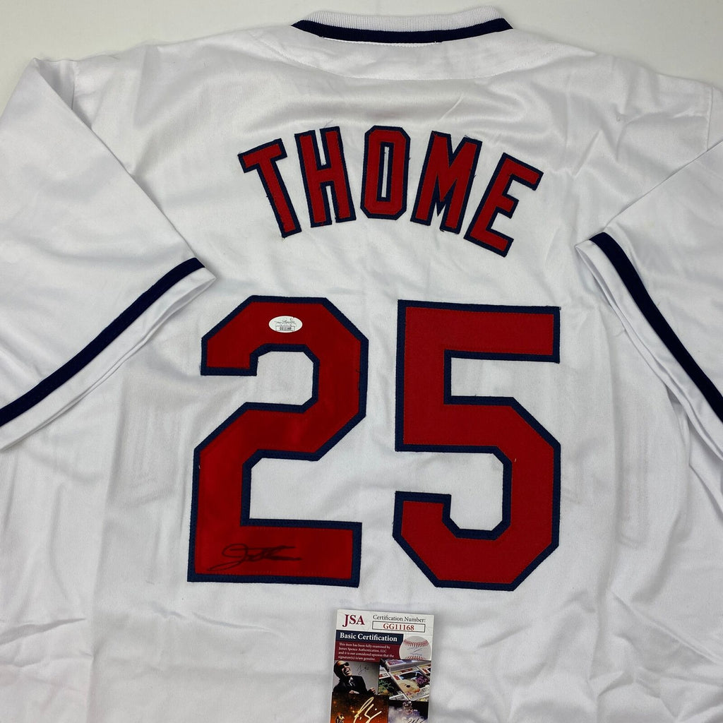 Framed Autographed/Signed Jim Thome 33x42 Cleveland Blue Baseball Jersey  JSA COA at 's Sports Collectibles Store