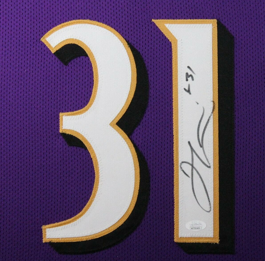 Ray Lewis Signed Custom White/Purple Pro-Style Football Jersey JSA Itp