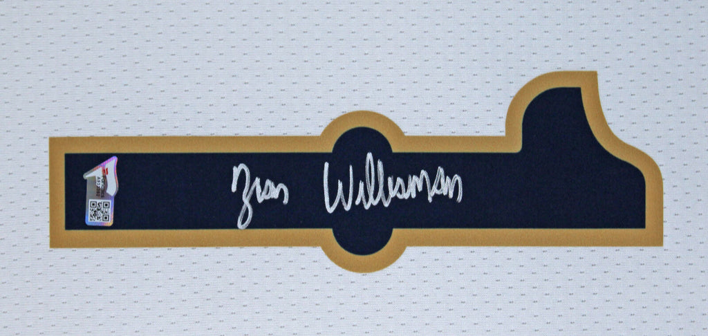 New Orleans Pelicans Zion Williamson Autographed Framed White Nike Swingman  Jersey Fanatics Stock #191195