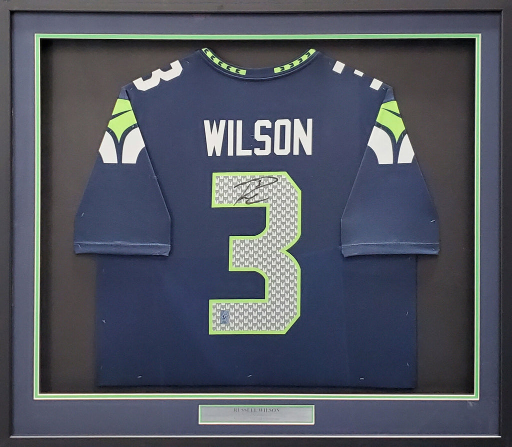 Russell Wilson Seattle Seahawks Framed Autographed Jersey Collage