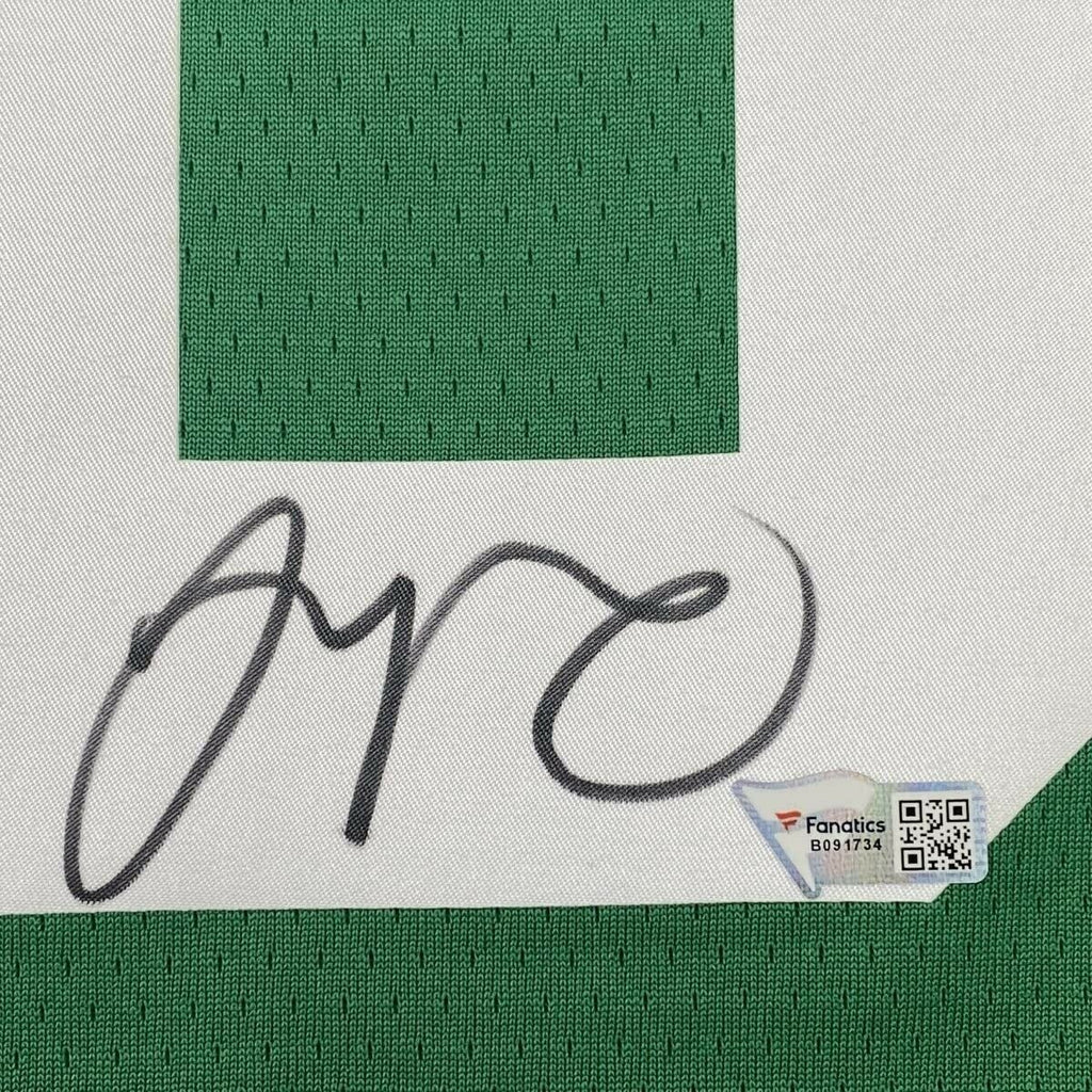 Jayson Tatum Autograph Jersey Green Framed 37x45