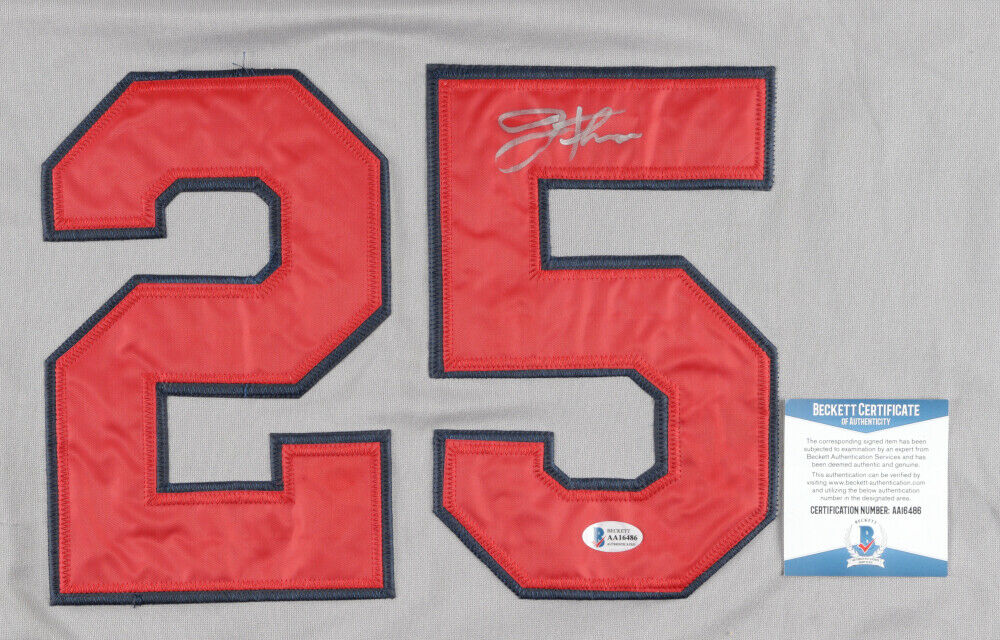 Framed Autographed/Signed Jim Thome 33x42 Cleveland White Baseball Jersey  JSA COA - Hall of Fame Sports Memorabilia
