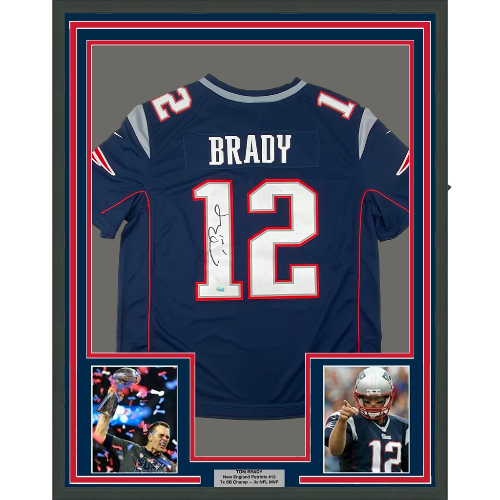 Sold at Auction: TOM BRADY SIGNED FRAMED PATRIOTS JERSEY FANATICS COA