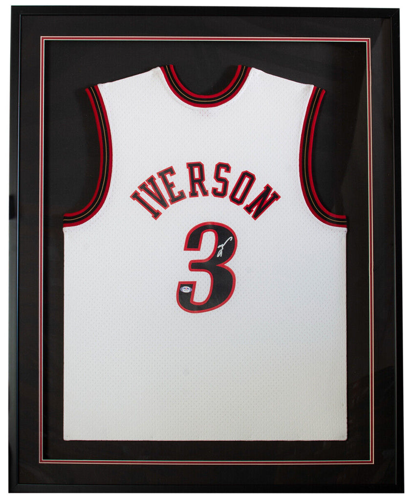 Philadelphia 76ers Allen Iverson Autographed Framed White Jersey