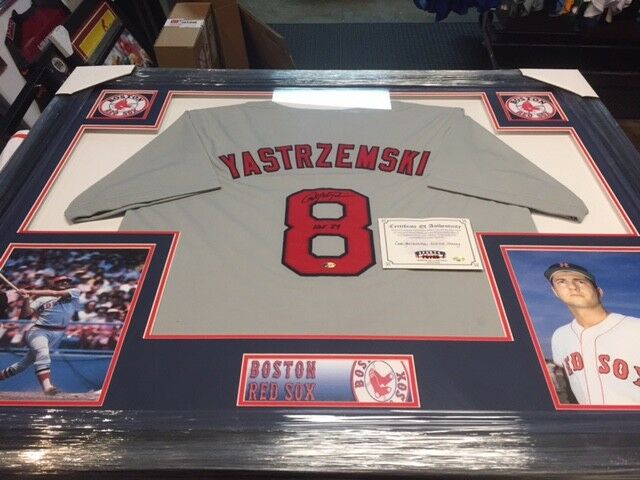 Carl Yastrzemski YAZ Framed 35x43 Red Sox Jersey / 1967 MVP & Triple C –  Super Sports Center