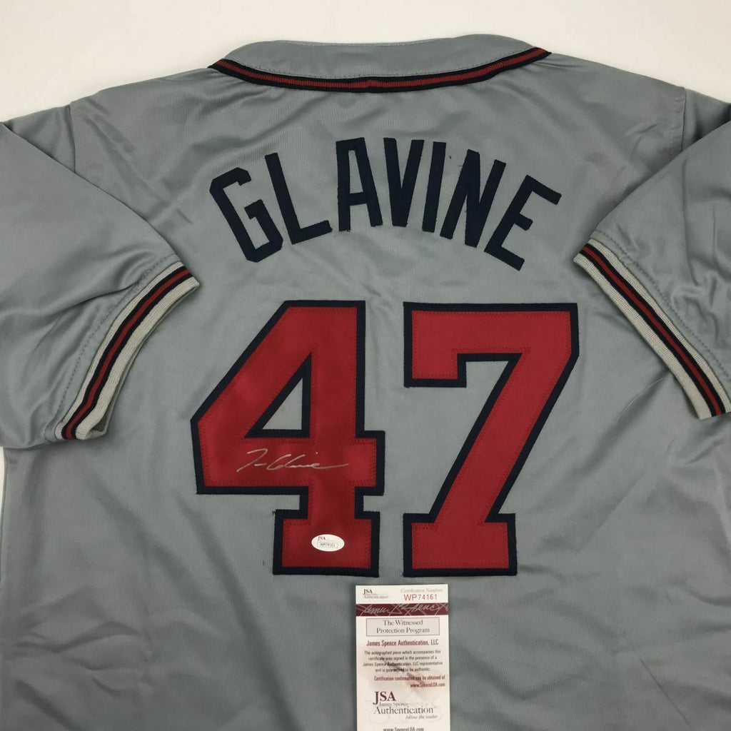 Autographed/Signed TOM GLAVINE Atlanta Blue Baseball Jersey JSA