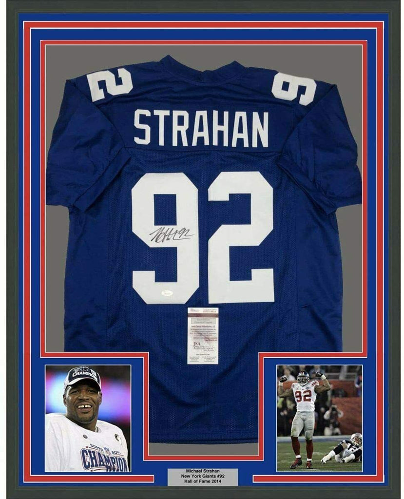 Michael Strahan Signed Giants 35x43 Framed Jersey (JSA) Super Bowl XLI –  Super Sports Center