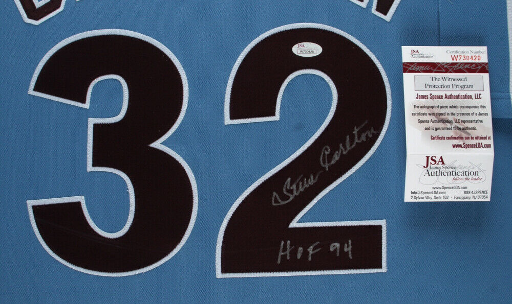 Steve Carlton Autographed Philadelphia Custom Blue Baseball Jersey - JSA COA